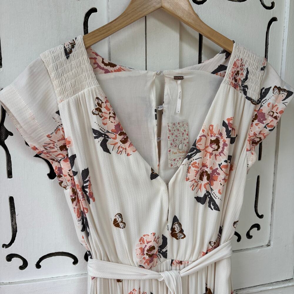Free People All I Got Floral Ivory Butterfly Boho Maxi Dress Size 8- Cottagecore - Picture 3 of 8